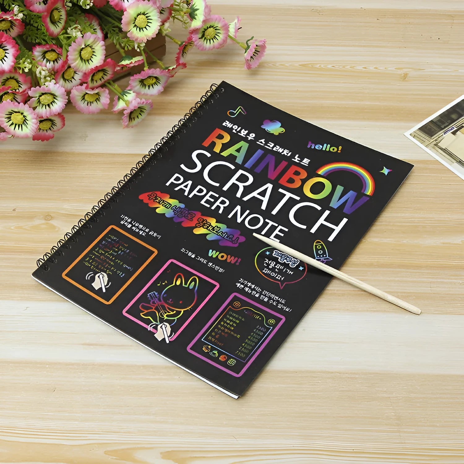 Large colourful scratch art paper for children's DIY painting, measuring 26cm by 19cm.