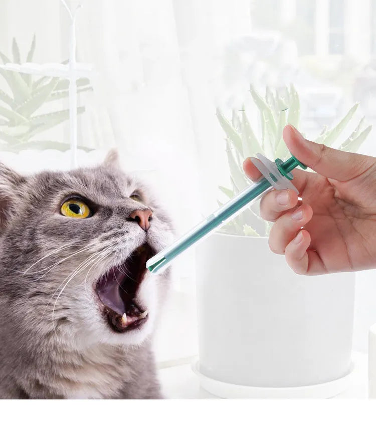 Two-piece soft-tip pet pill shooter set for cats and dogs with silica gel syringe