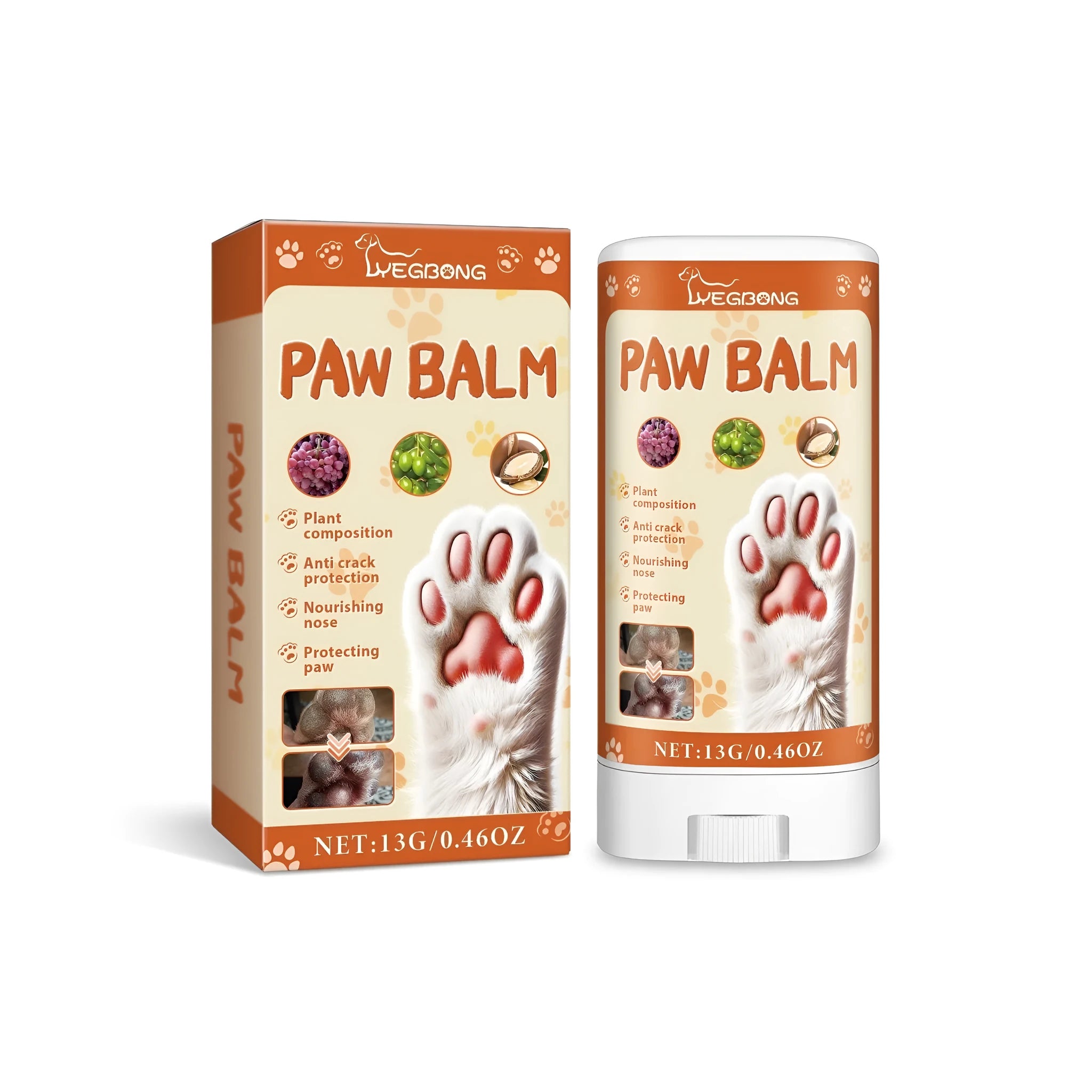 13g pet paw protection cream jar measuring 3.8x2x7.6cm for claw care