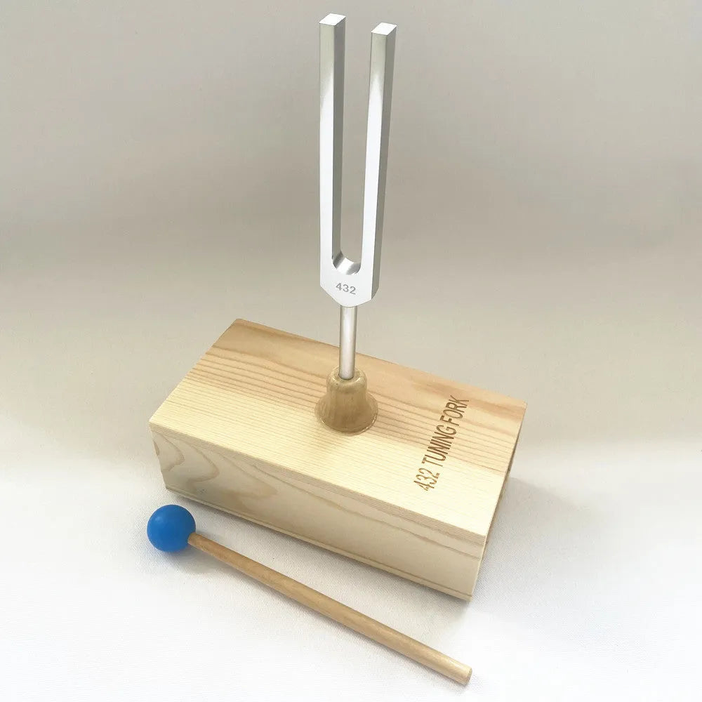 Aluminium alloy 432 Hz tuning fork with integrated speaker device for sound therapy