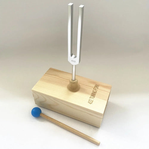 Aluminium alloy 432 Hz tuning fork with integrated speaker device for sound therapy