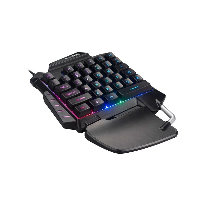 Black one-handed throne converter gaming keyboard with left-hand design and USB connection