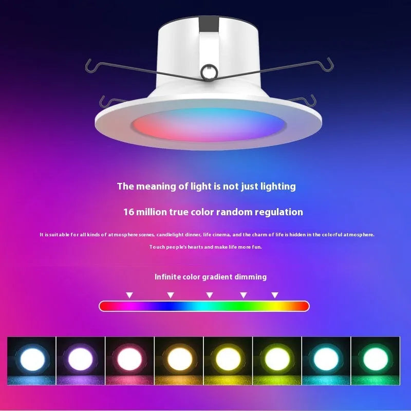 Smart WiFi Bluetooth RGBW colour changing ceiling lamp with E26 cap and aluminium housing.