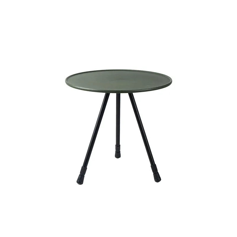 37cm round folding camping table in black or army green with adjustable height 36-57cm and storage net bag