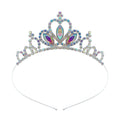 Gold and silver alloy princess crown for girls with coloured gemstone decorations.