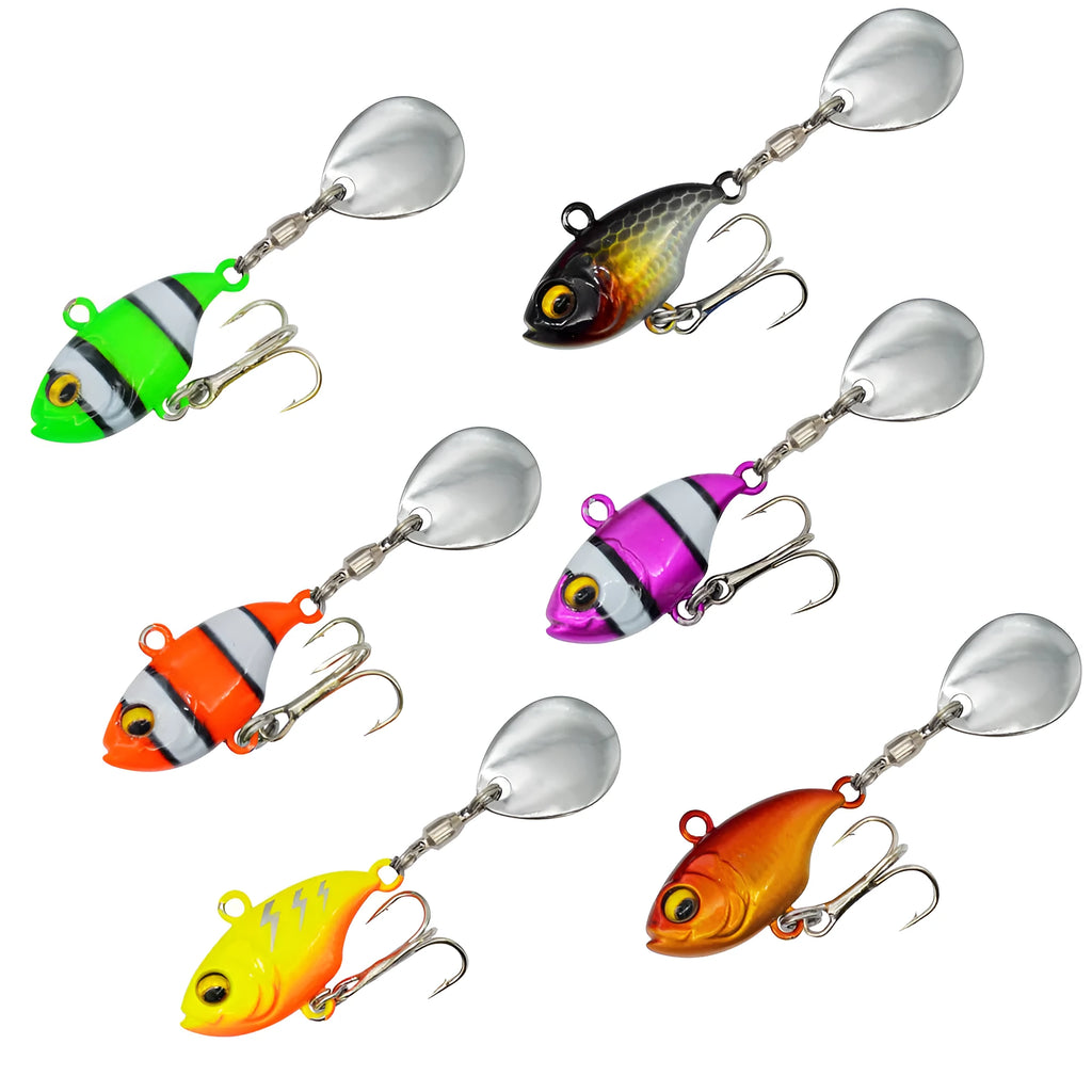 Metal iron plate fishing lure with rotating sequins in multiple colour variations