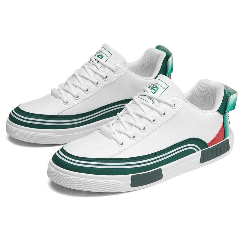 Men's canvas casual shoes with mesh sections in Milan colour pattern showing beige, white and green elements