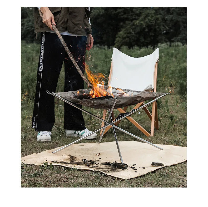 Silver stainless steel barbecue grill with net in medium or large size options for outdoor cooking