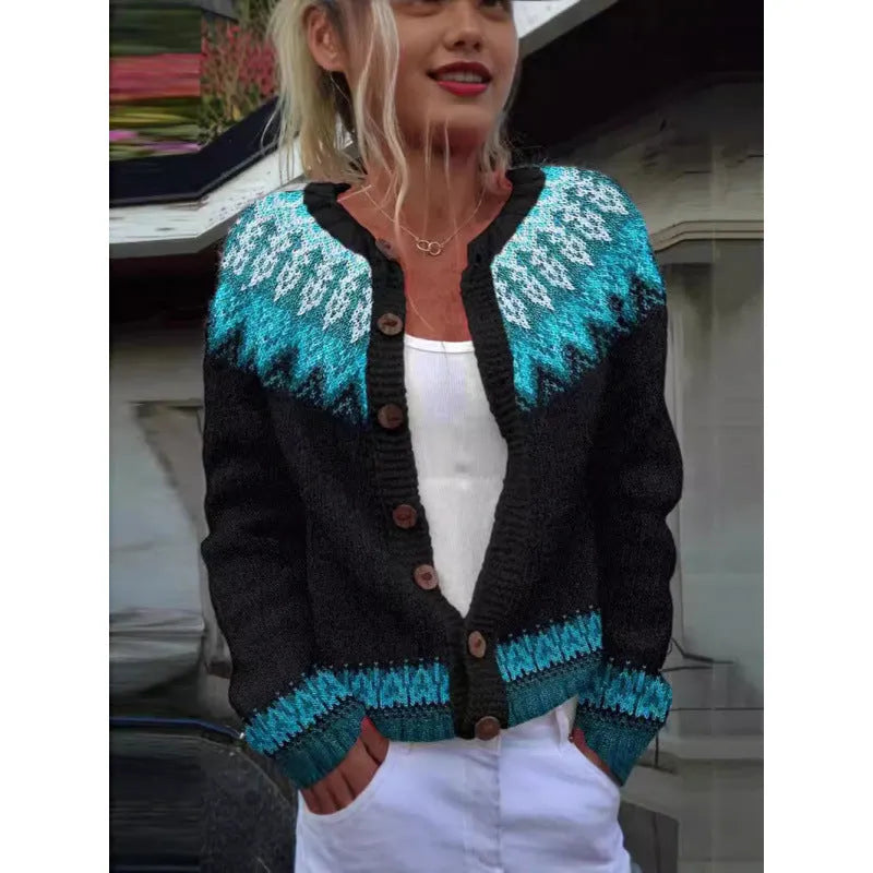 Yellow cardigan coat with a raised 3D digital print pattern on the front.