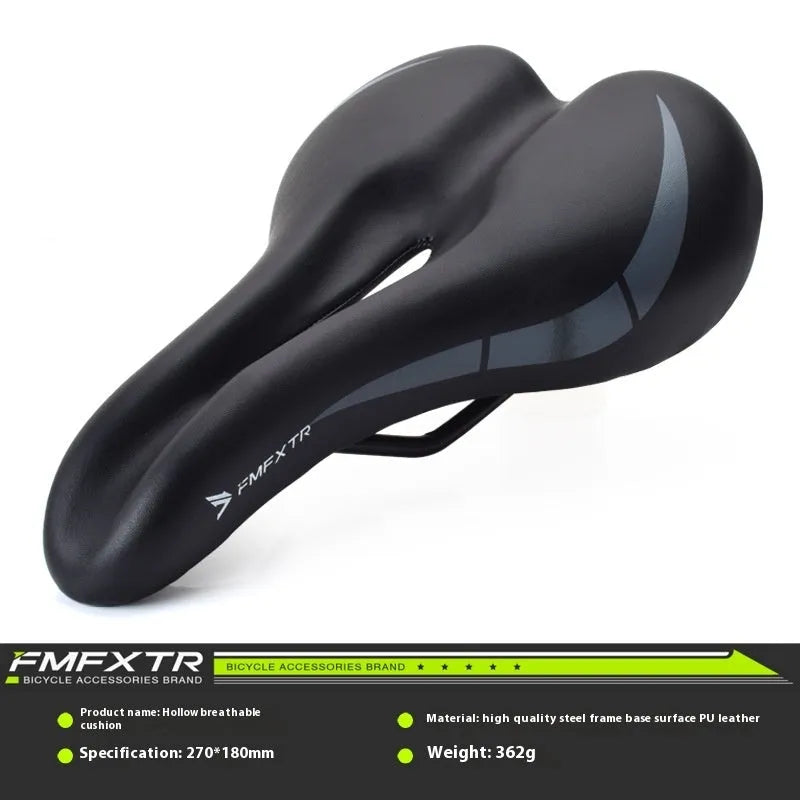 Bike saddle cushion with hollow design in colour 3147, shown with an L clamp ring for double rail mounting.