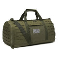 Men's waterproof Oxford cloth sports handbag showing 56x26x25cm dimensions and air pillow belt system