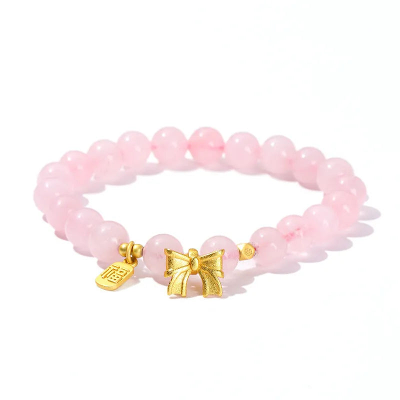 Chinese bracelet with natural crystal agate stones and transfer beads in zodiac shapes
