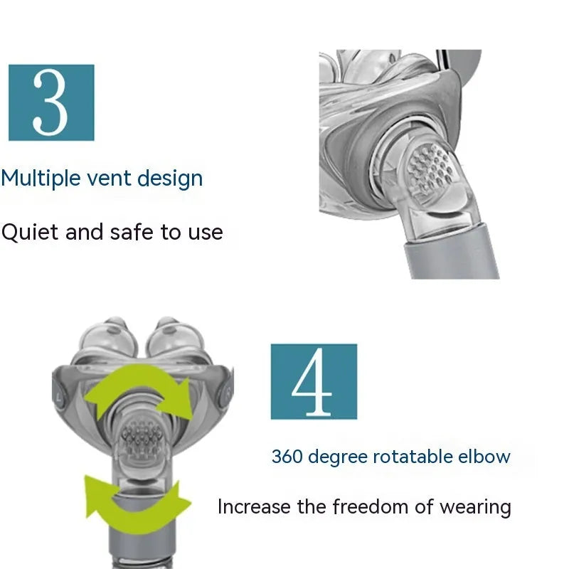 Ventilator nasal pillow mask set with plastic nasal plug, silicone cushion, and headband components