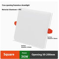 Ultra-thin circular and square LED panel lights with an adjustable mounting bracket.
