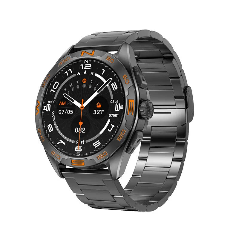 Smart watch with touch screen showing health monitoring functions including heart rate and blood oxygen levels