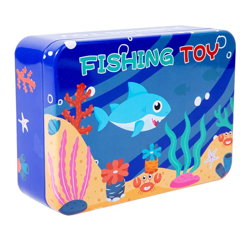 Children's magnetic fishing toy wooden iron box 20 fish and 1 fishing rod for infants