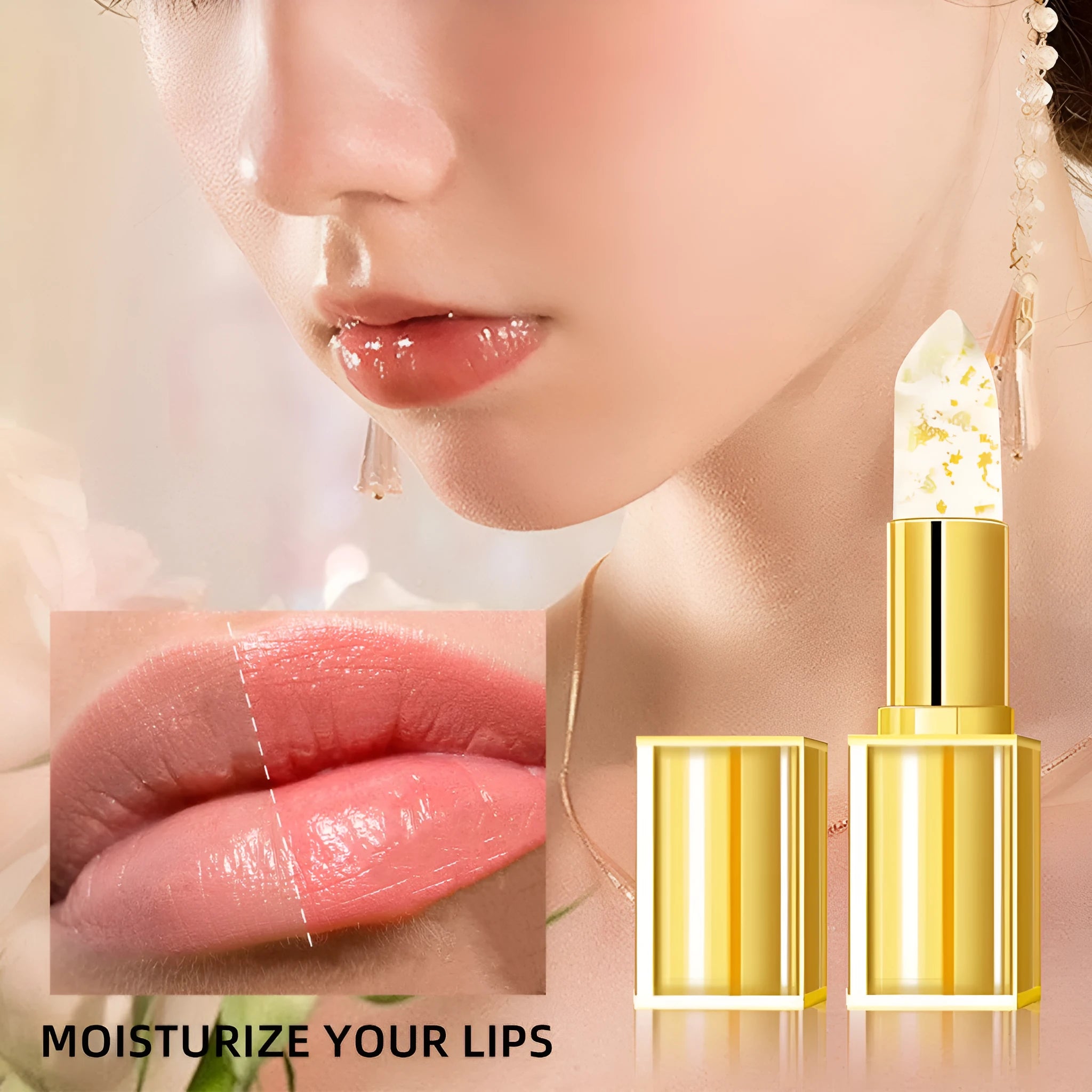 Anti-smudge gilding warm colour-changing lipstick YB1001 with golden tones