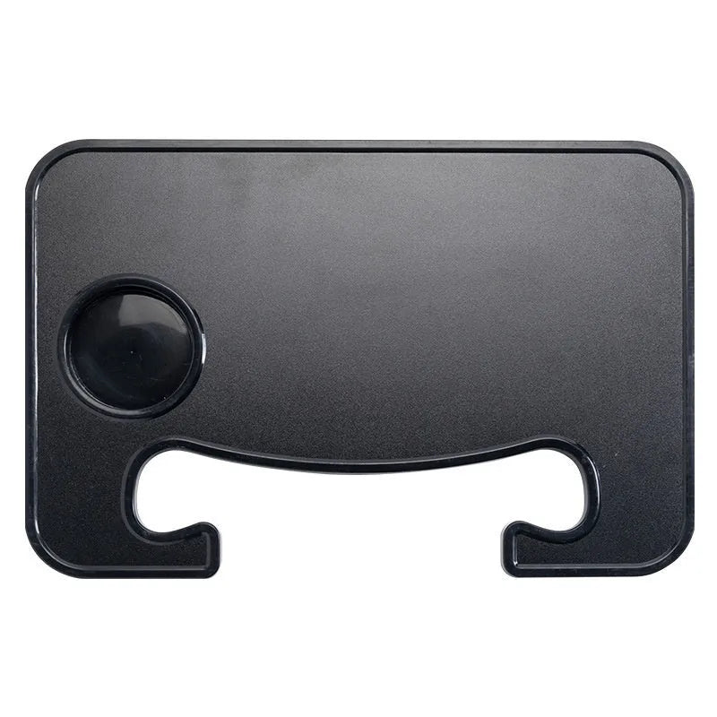 Foldable black car steering wheel laptop stand with cup holder accessory on 42x28cm surface