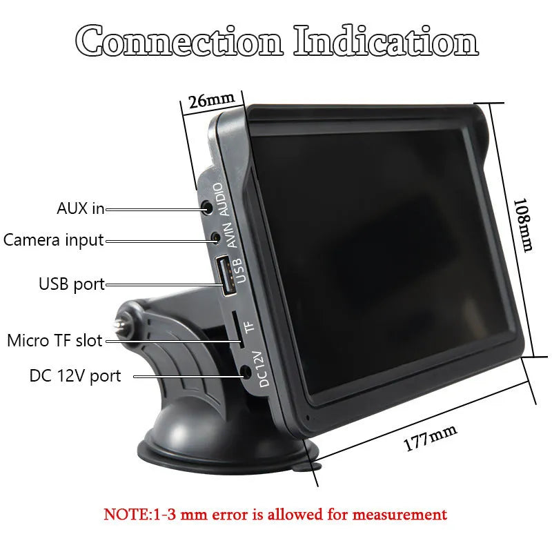 7-inch car display with 1024x600 HD screen, wireless CarPlay and Bluetooth 5.0