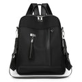 Large capacity black PU commute backpack with three-dimensional pockets and soft construction