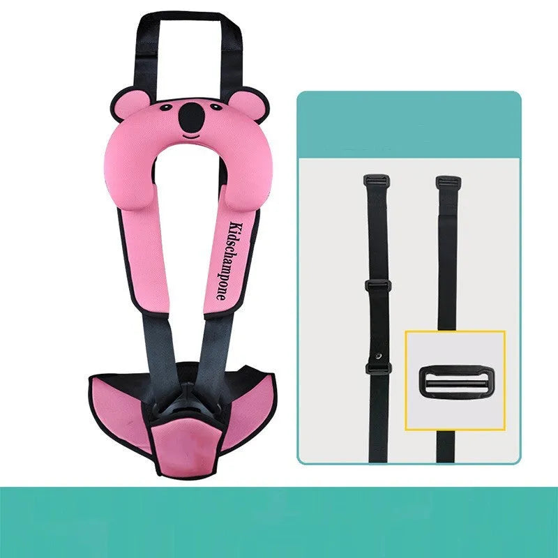 Portable child car seat belt retainer in polyester for 12-36kg children measuring 33x22x9.5cm