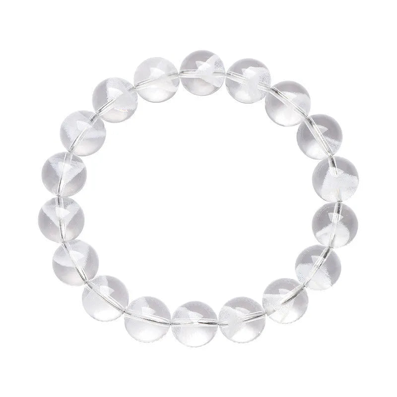 Women's white crystal ghost pyramid bracelet with ruyi element on wrist