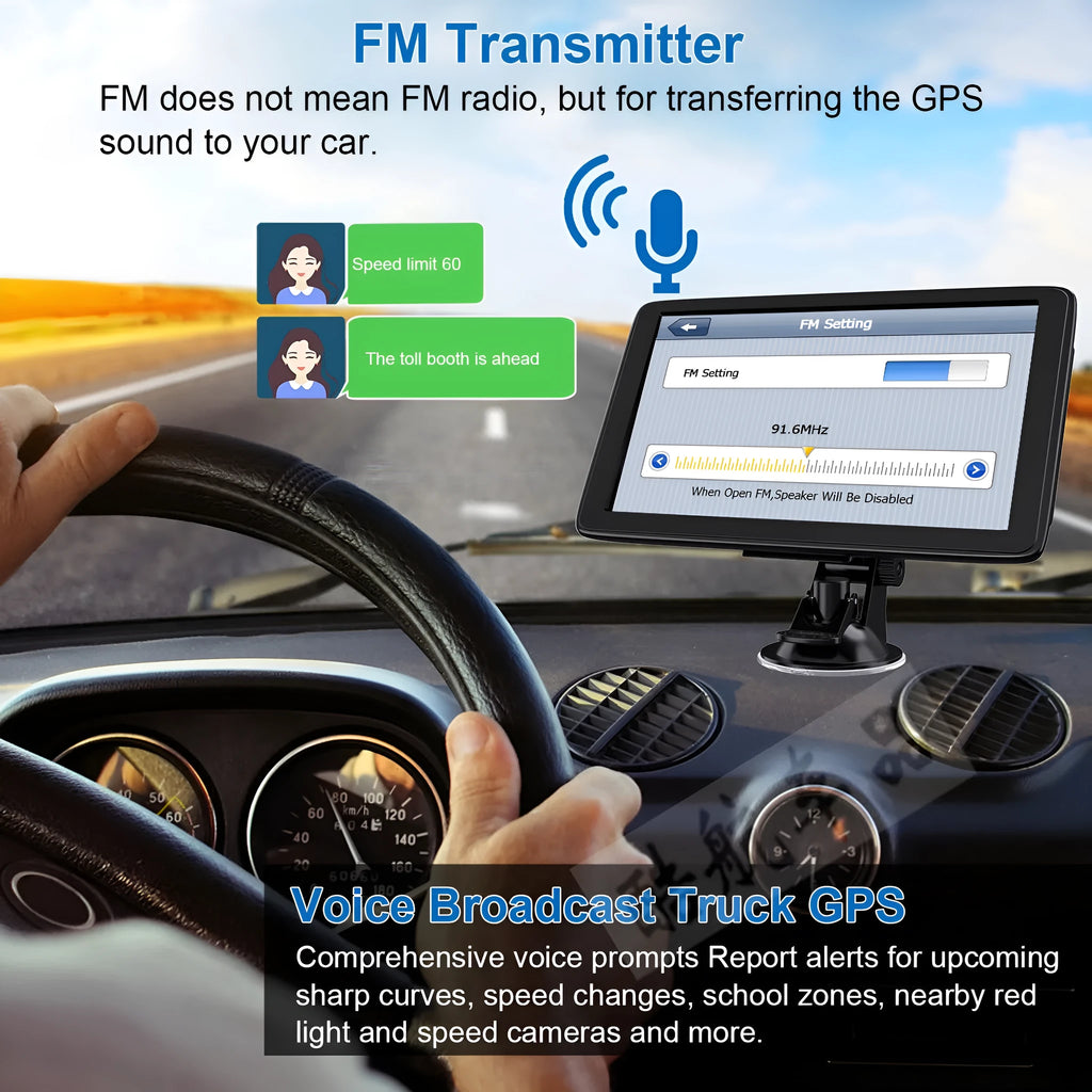 7 inch portable GPS navigation device with touch screen and mounting bracket for vehicle use