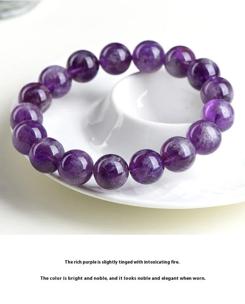 Natural feather amethyst bracelet with snow mountain purple crystal beads in scattered arrangement