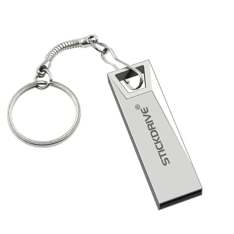 Black metal USB flash drive on a silver necklace chain with lanyard option.