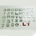 3D metal zinc alloy car bumper sticker letters in black and silver, showing raised 2.5cm design