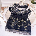 Golden gothic princess style skirt dress for a small dog or cat on a mannequin.