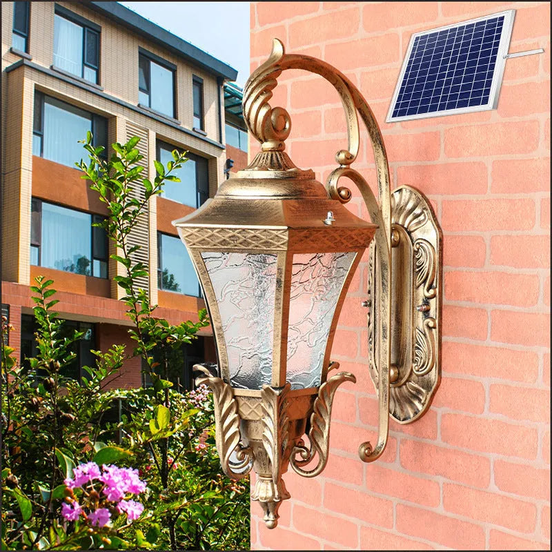 Black European-style outdoor waterproof courtyard wall lamp with IP54 rating