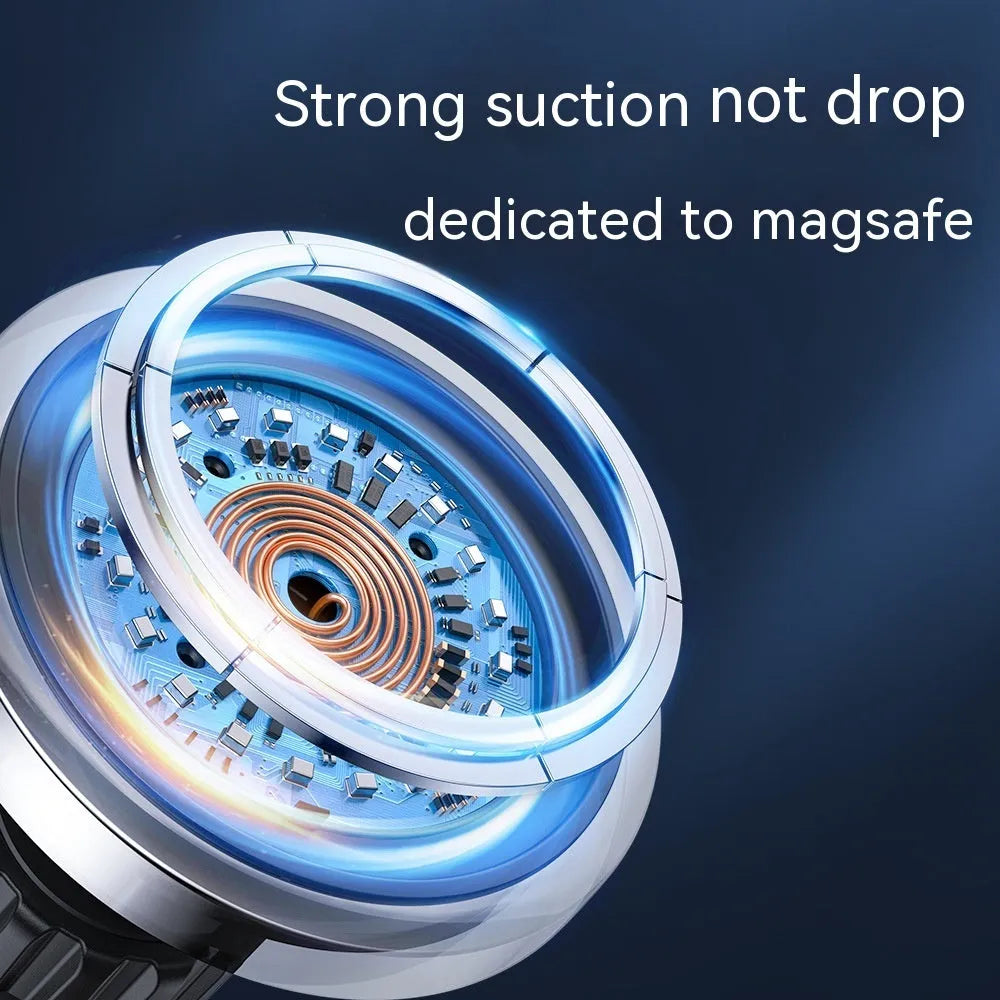 Magnetic suction wireless charging stand black car air outlet mount for smartphones