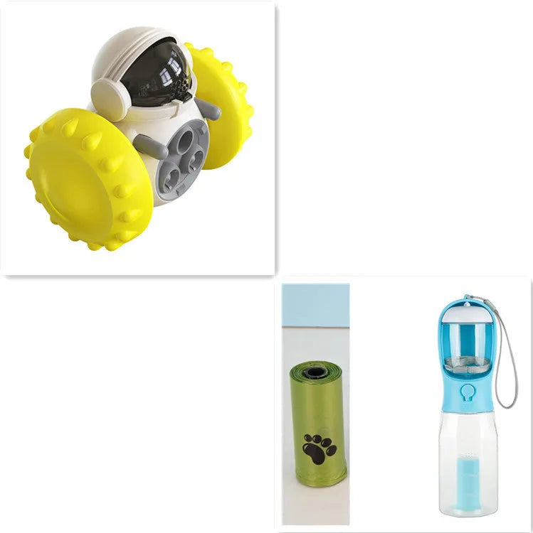 ABS interactive balance car pet toy in black, blue, yellow or green, 13.8 x 8 x 11cm, for slow treat feeding