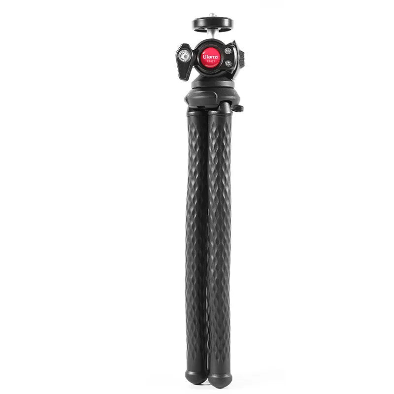 Black octopus leg mobile phone tripod gimbal set with phone clip attached, FT-01 model.