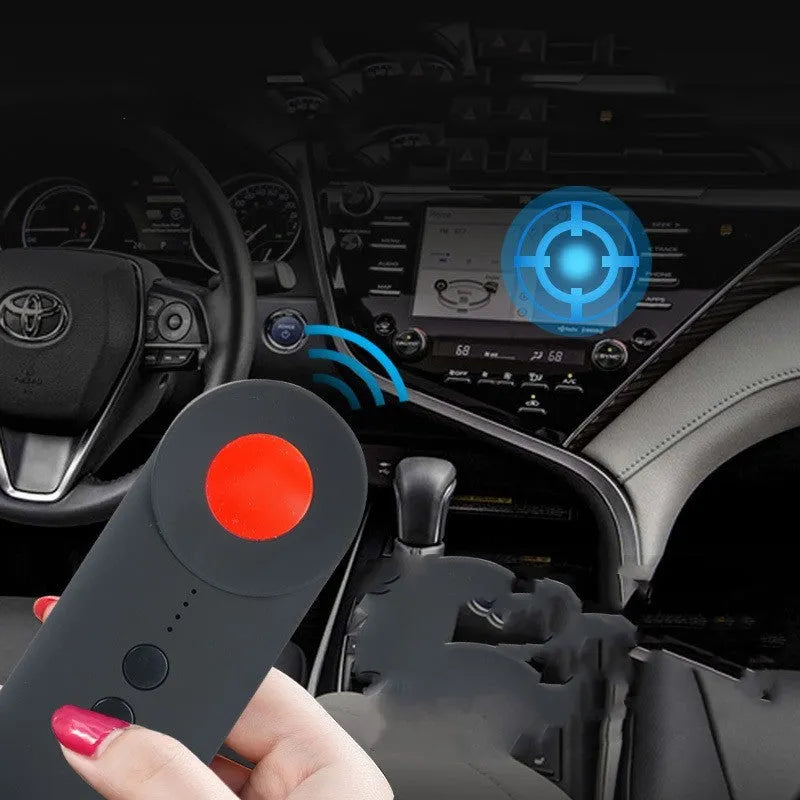 Black GPS and camera detector with compact rectangular design showing Micro USB charging port