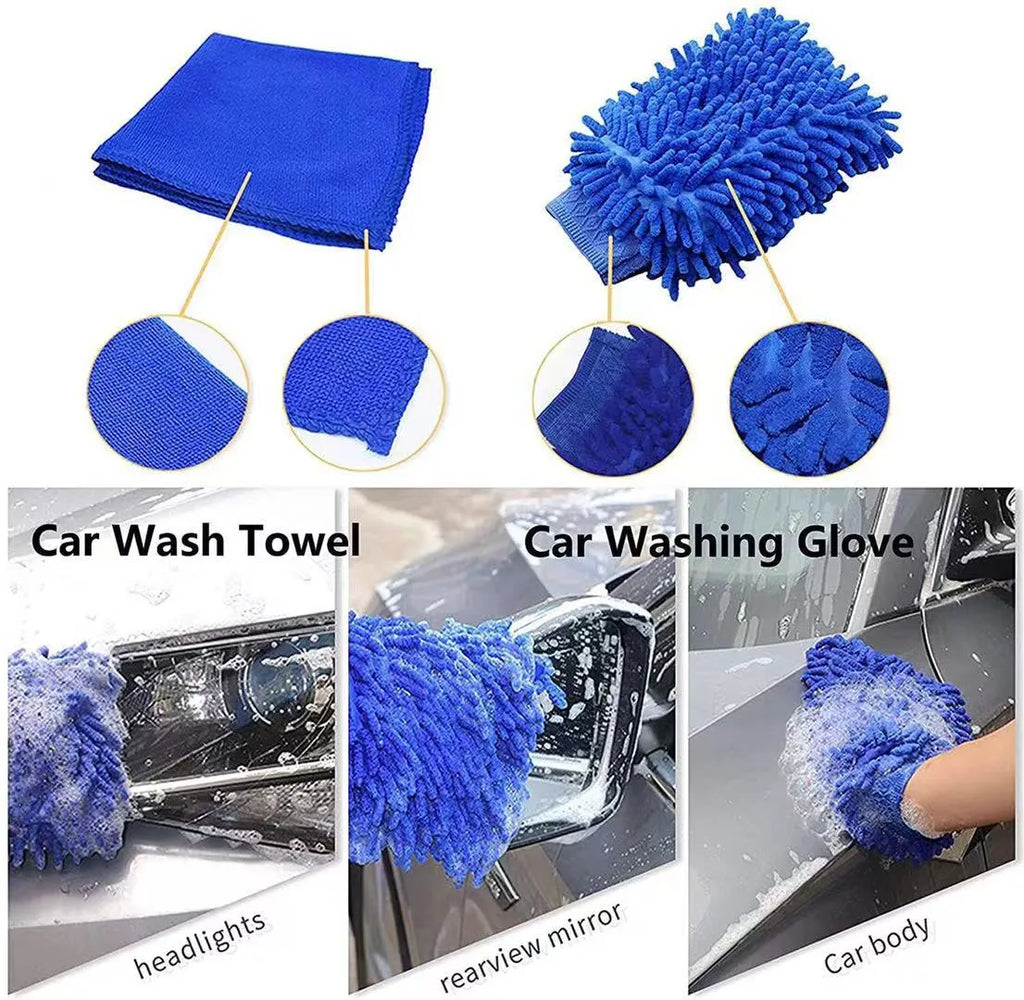 26-piece car wash brush set with PP bristles and multiple brush head designs for automotive cleaning