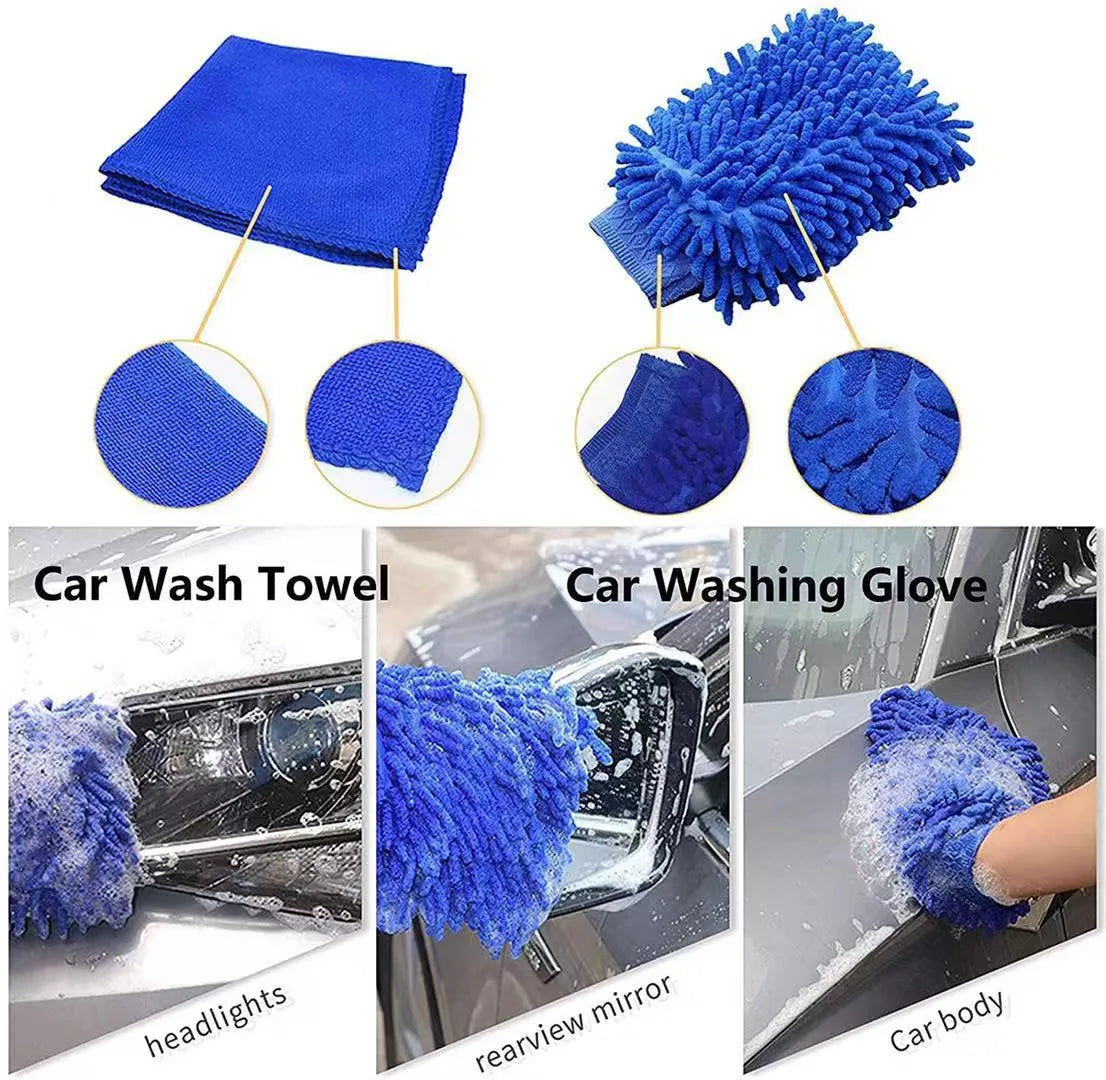 26-piece car wash brush set with PP bristles and multiple brush head designs for automotive cleaning