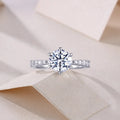 Goddess's Blessing wedding ring set with 2-carat moissanite, S925 silver platinum-plated, sizes 5-9, gift box.