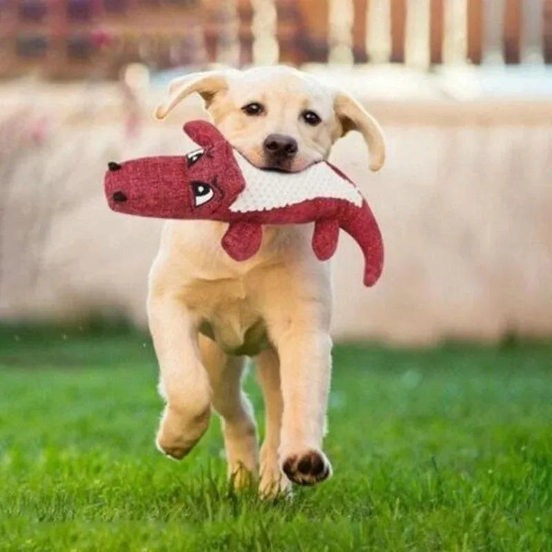 Blue corn cob plush pet toy with grid pattern for dogs and cats to chew