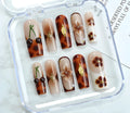 Handmade heavy industry style nail art stickers with jelly glue applicator in OPP bag packaging