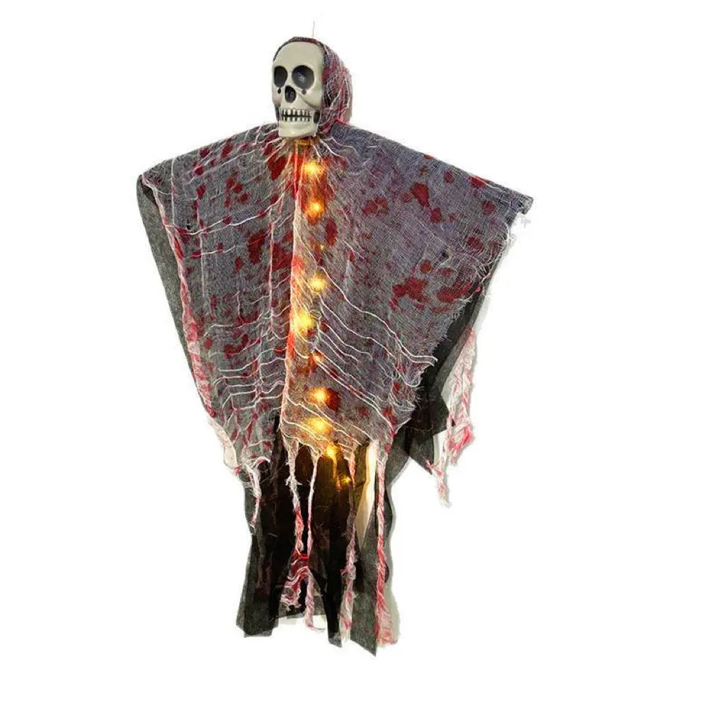 Plastic luminous skull hanging ghost Halloween decoration with blood-dyed colour for outdoor display