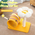 Yellow bee-shaped cat climbing frame with sisal scratching board and tunnel