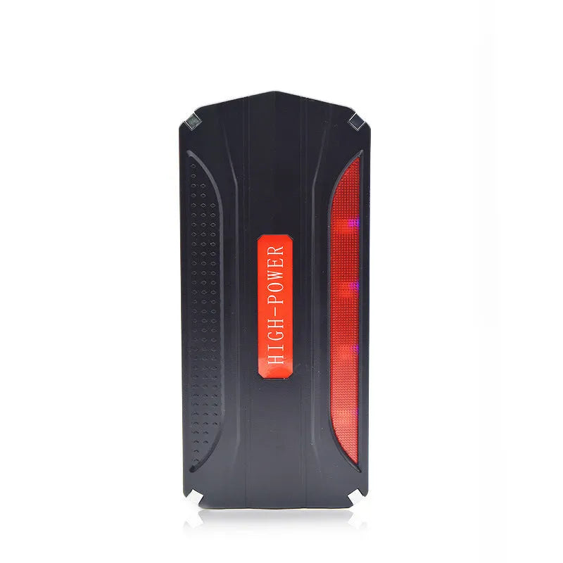 Black and red vehicle emergency starting power supply with 7800mAh battery capacity