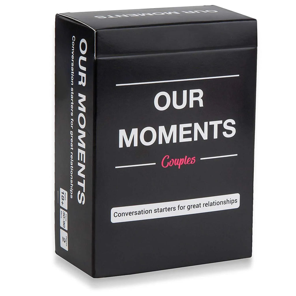 Our Time Lovers Edition black communication card set for couples with 30 coated paper cards measuring 9x6.5x3.5cm