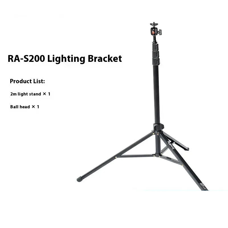 RC60B 60W dual colour temperature fill light with softbox, handle, support column, charger, and 2m light holder