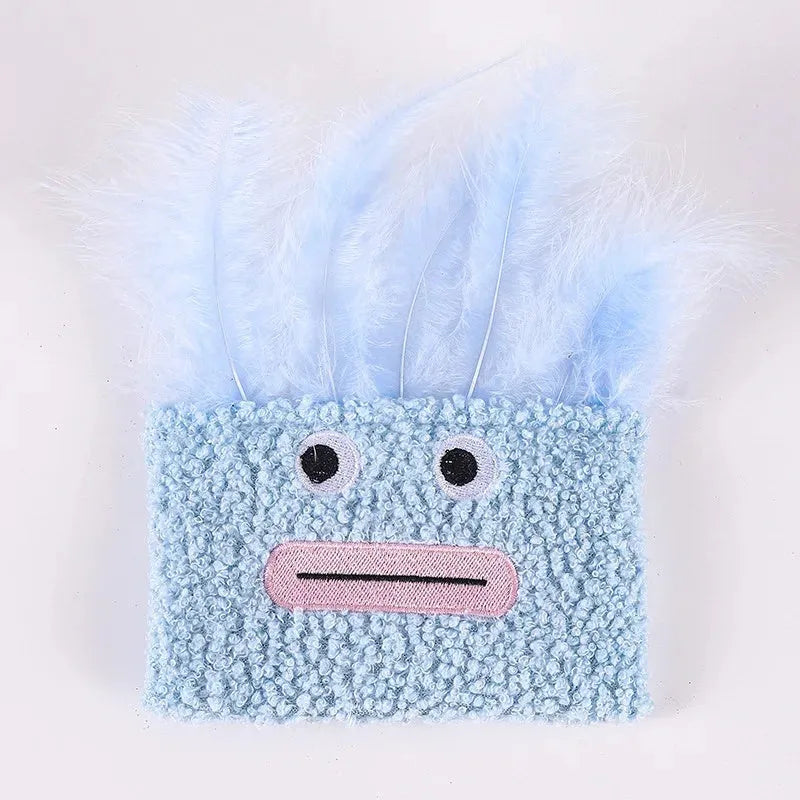 Colourful big mouth explosion head shaped catnip plush toy for cats.