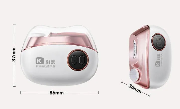 Blue electric nail clippers and polisher two-in-one with USB Type-C charging port