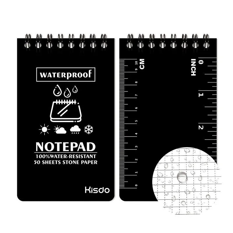 Waterproof spiral notebook with PP cover and stone paper pages in multiple colour options