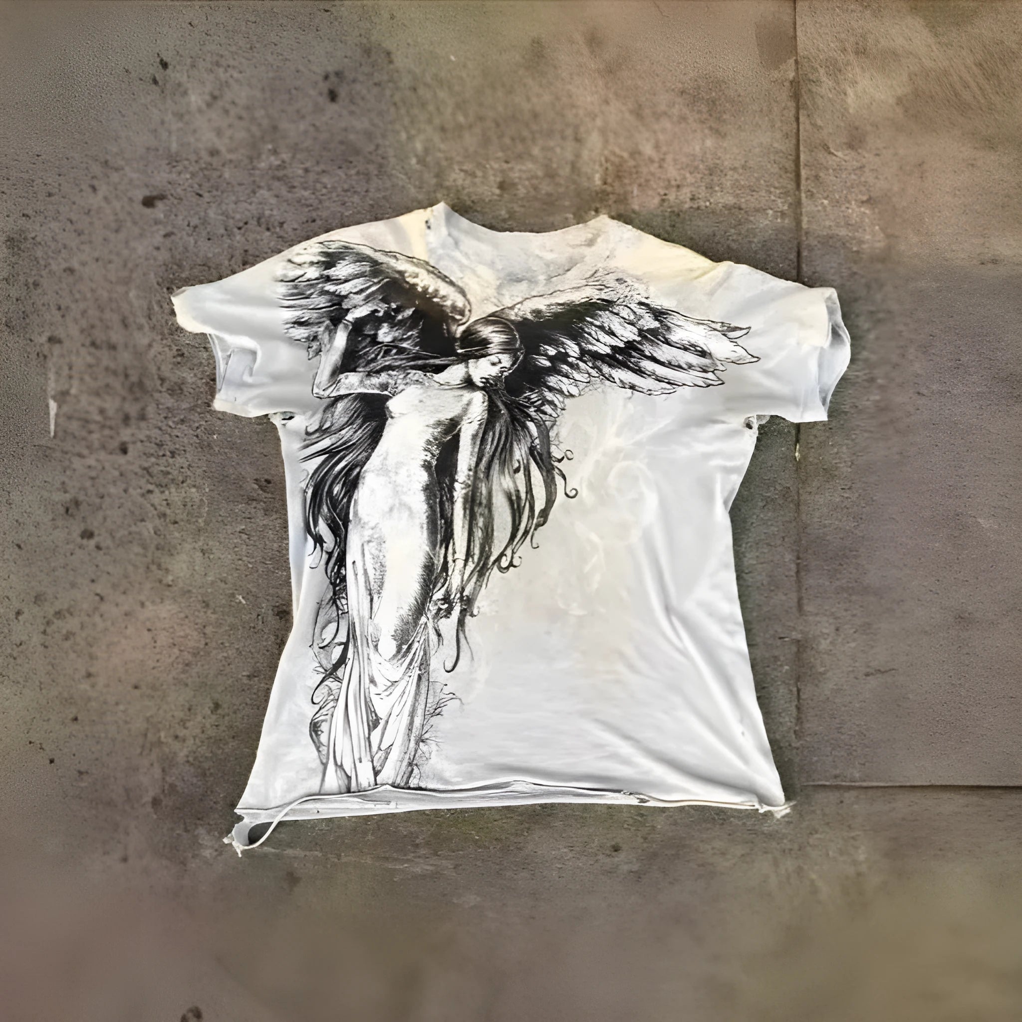 Gothic men's short sleeve t-shirt with cartoon print design in colour HQ929 showing front view